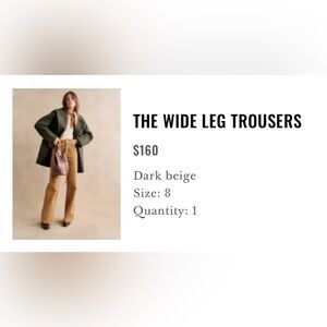 Sezane Dark Beige Wide Leg Trousers